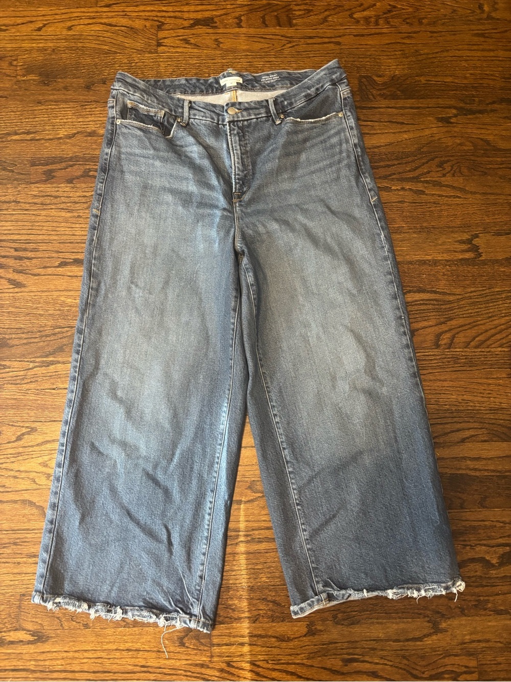 Good American Good Waist Palazzo Crop High Rise Wide Leg Jeans Size 18